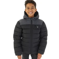 Drenge Farveblok Åg Pufferjakke Sort