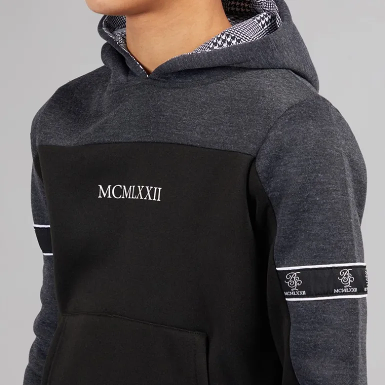 Drenge Farveblok Træningsdragt Mørk Charcoal Marl / Sort