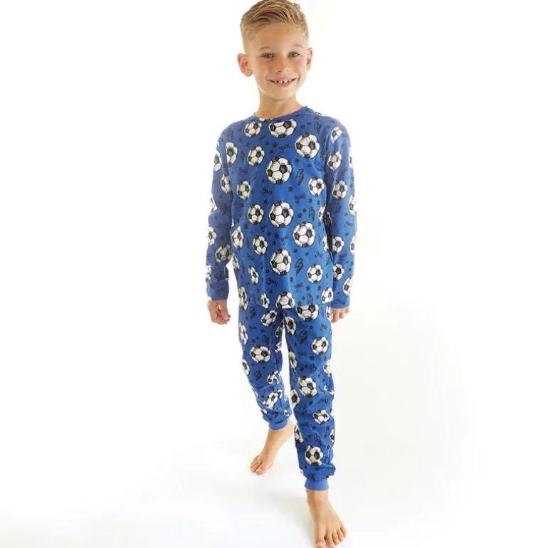 Drenge Fodbold Pyjamasæt Klassisk Blå