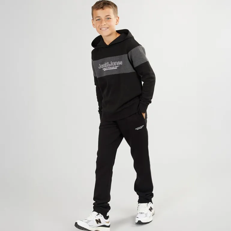 Drenge Lakewood Hættetrøje Og Joggingbukser Træningsdragt Sort/Mørk Grå Marl Panel