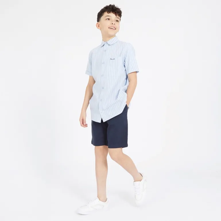 Drenge Lomous skjorte og chino shorts sæt blå og hvid stribet/navy Blue & White Stripe / Navy