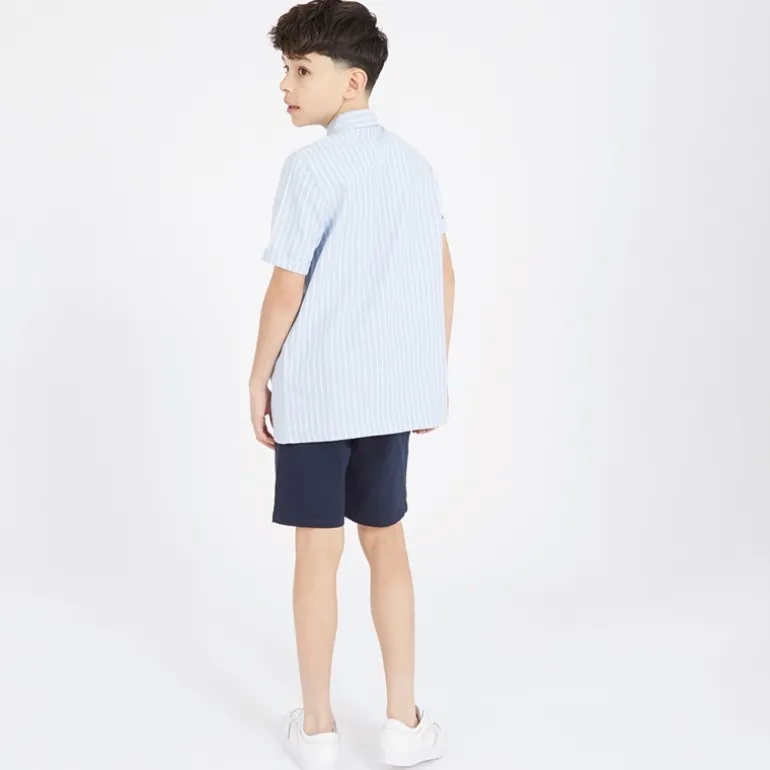 Drenge Lomous skjorte og chino shorts sæt blå og hvid stribet/navy Blue & White Stripe / Navy