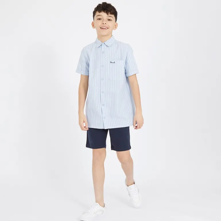 Drenge Lomous skjorte og chino shorts sæt blå og hvid stribet/navy Blue & White Stripe / Navy