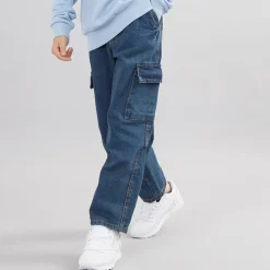 Drenge Løstsiddende Cargo Jeans Mellemblå