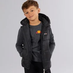 Drenge Luka Hætteklædte Vatteret Vest T-shirt Og Joggingbukser Sæt Sort