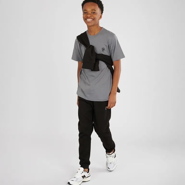 Drenge Tre Dele Hættetrøje T-shirt Og Joggingbukser Sæt Sort/Koksgrå