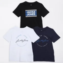 Drenge Tre Pakke T-Shirts Hvid/​Sort/​Navy/​Cobalt