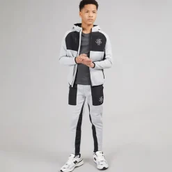 Drenge Træningsdragt med Paneler Lysegråmeleret /​ Sort