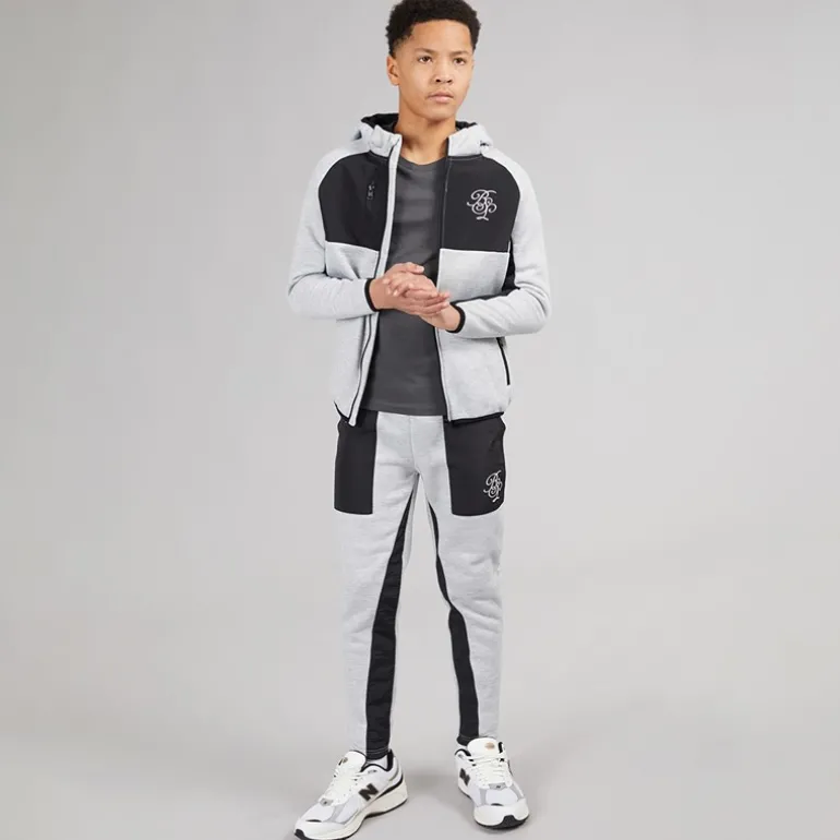 Drenge Træningsdragt med Paneler Lysegråmeleret / Sort