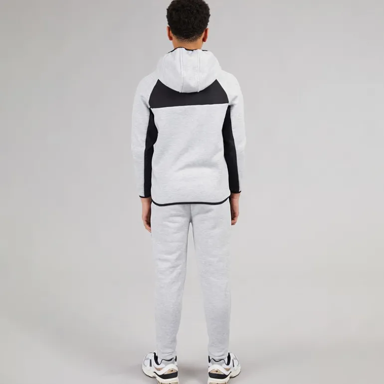 Drenge Træningsdragt med Paneler Lysegråmeleret / Sort