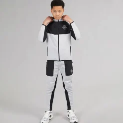 Drenge Træningsdragt med Paneler Lysegråmeleret / Sort