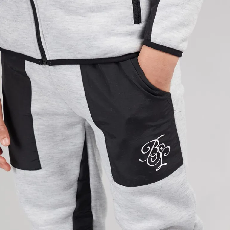 Drenge Træningsdragt med Paneler Lysegråmeleret / Sort