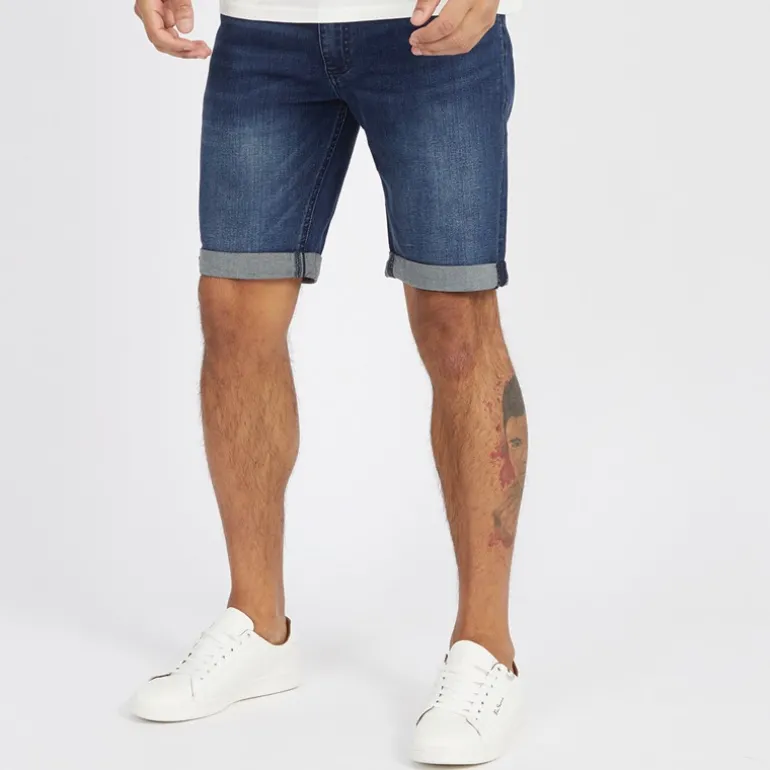 Duck And Cover Herre Zeki Denim Shorts Mørk Vask
