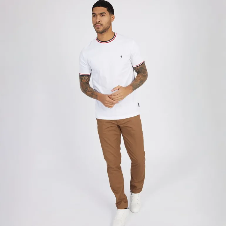 Herre 3 Farver Ringer T-Shirt Hvid