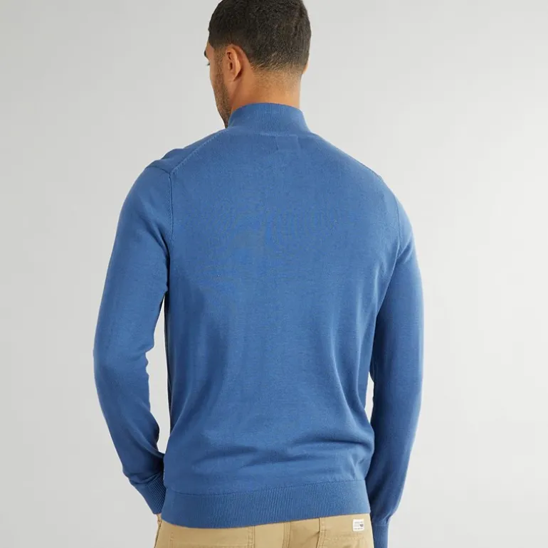 Herre 1/4 Zip Funnel Neck Trøje Riviera Blå