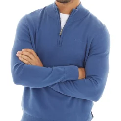 Herre 1/4 Zip Funnel Neck Trøje Riviera Blå
