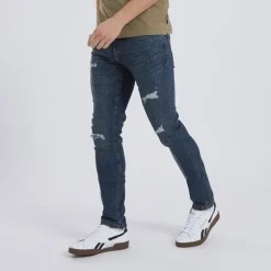 Herre Afspændte Koniske Jeans Vintage Blå