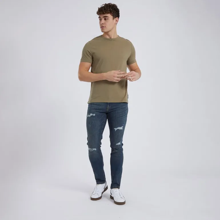 Herre Afspændte Koniske Jeans Vintage Blå