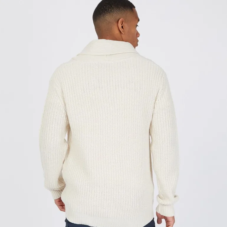 Herre Arkram Knittet Cardigan med Knapper Havregryn