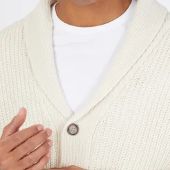 Herre Arkram Knittet Cardigan med Knapper Havregryn