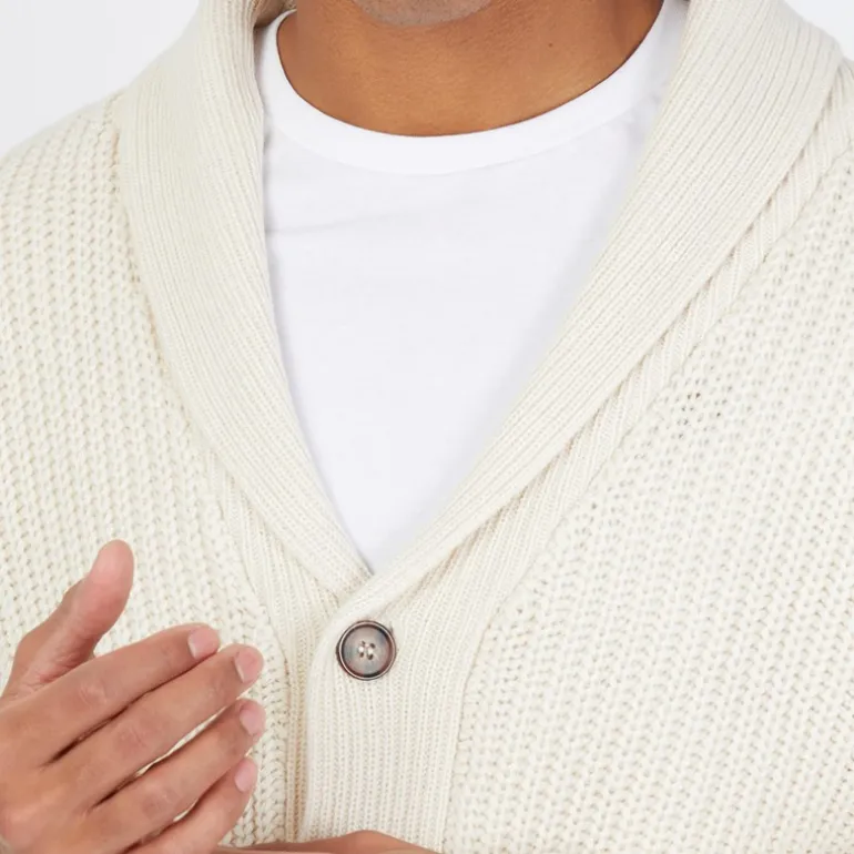 Herre Arkram Knittet Cardigan med Knapper Havregryn
