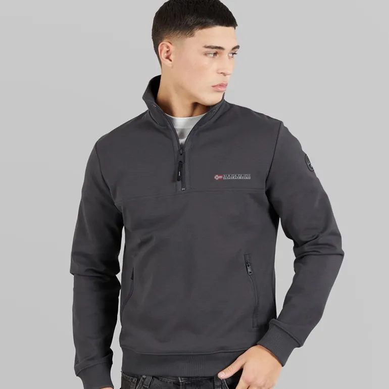 Herre Bastien 1/2 Lynlås Sweatshirt Dark Grey Solid