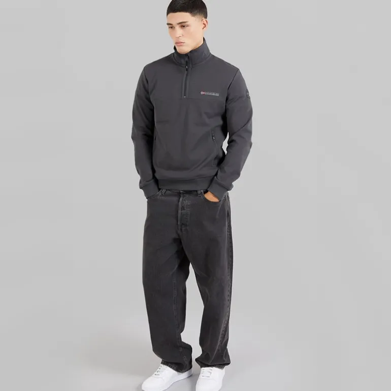 Herre Bastien 1/2 Lynlås Sweatshirt Dark Grey Solid