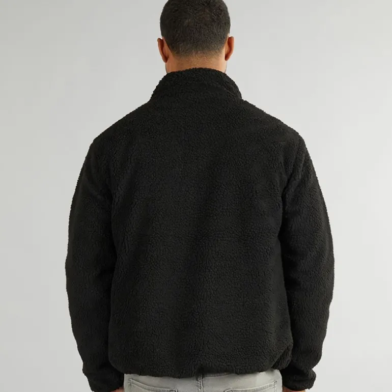 Herre Borg Fleece med Høj Hals Sort