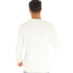 Herre Cable Crew Neck Trøje Ecru