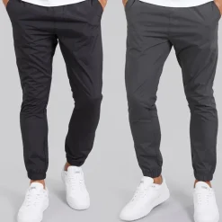 Herre Cargobukser med manchet i 2-pak sort/​antracit