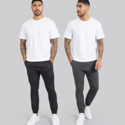 Herre Cargobukser med manchet i 2-pak sort/​antracit