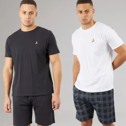 Herre Carson To Pak T-shirts Og Shorts Loungewear Sæt Navy/​Hvid