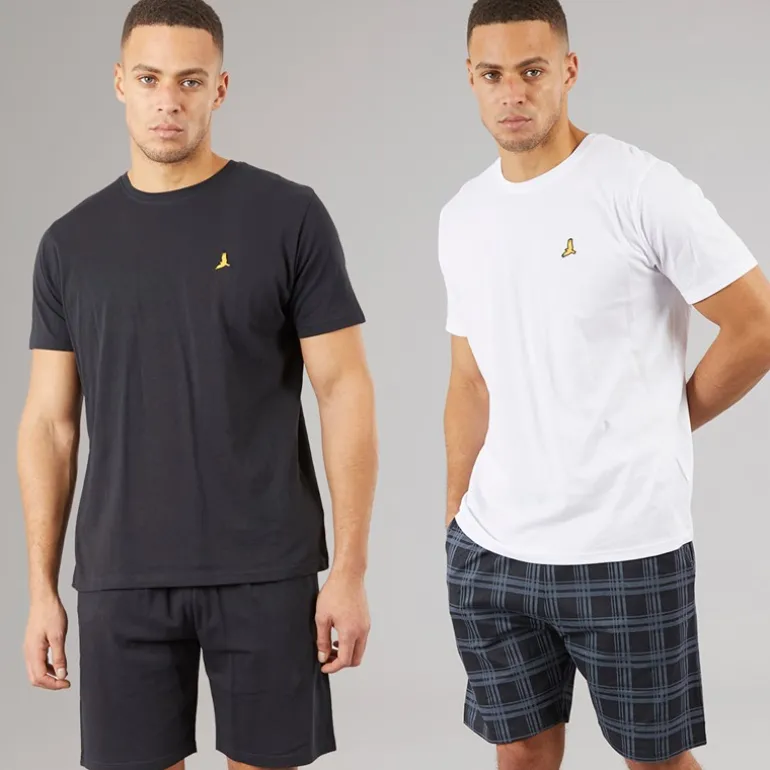 Herre Carson To Pak T-shirts Og Shorts Loungewear Sæt Navy/Hvid