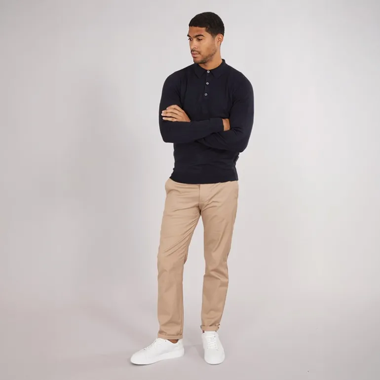 Herre Cash L/S Polo Shirt Marine