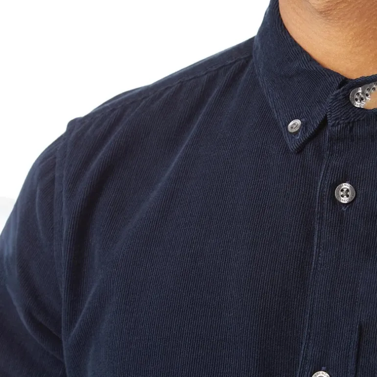 Herre Cord Langærmet shirts Mørk Marineblå