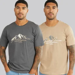 Herre Cover Mountain To Pak T-shirts Asfalt/Silver Mink