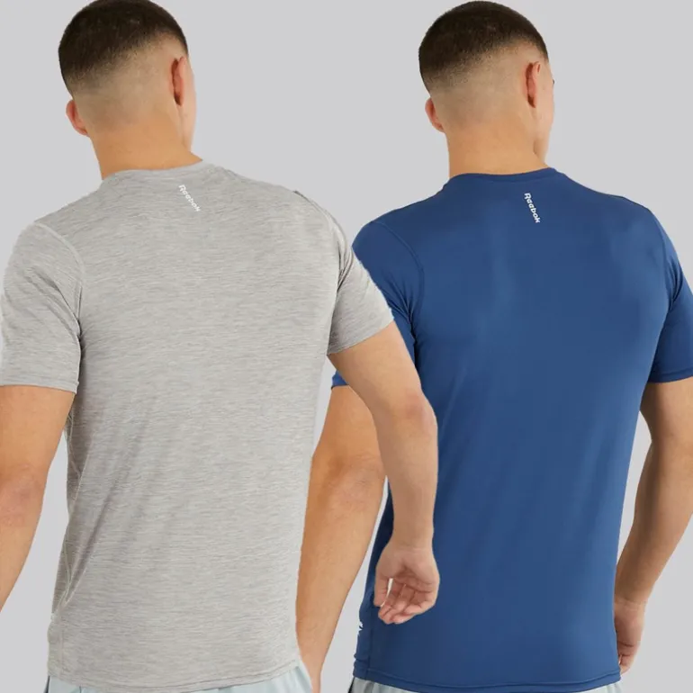 Herre Craig Performance To Pak T Shirts Batik Blå/Grå Marl