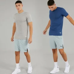 Herre Craig Performance To Pak T Shirts Batik Blå/Grå Marl