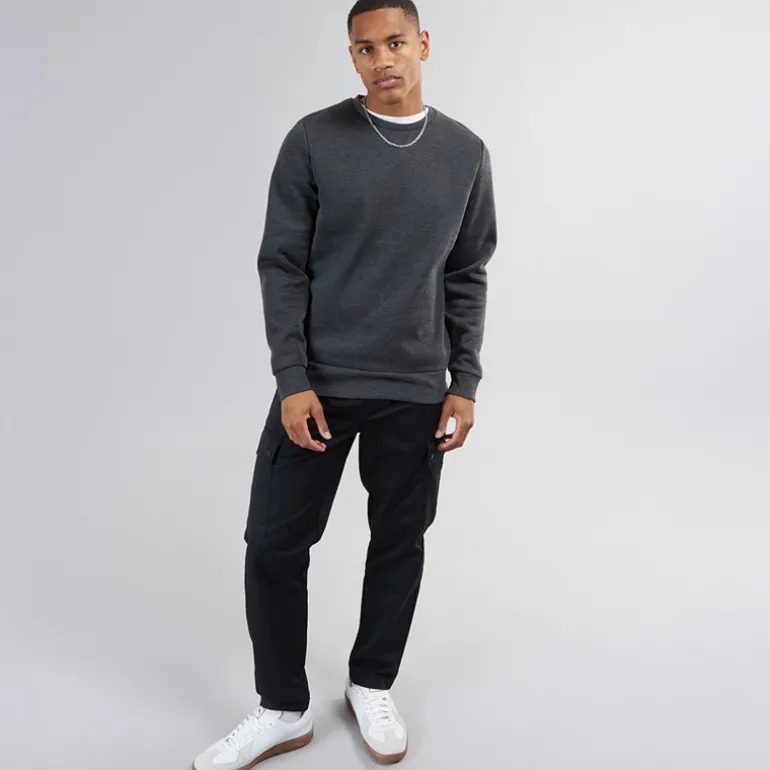 Herre Crew Neck Sweatshirt Mørk Antracit Melange