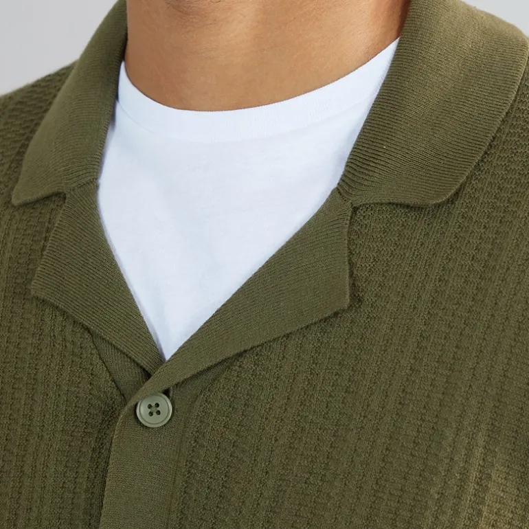 Herre Dave Strik Kortærmet Skjorte Olive Night