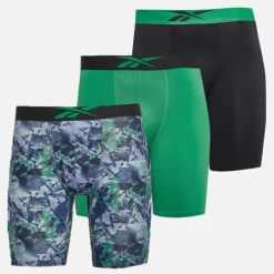 Herre Decker Tre Pak Lang Performance Trunks Grøn/​Grøn Print/​Sort