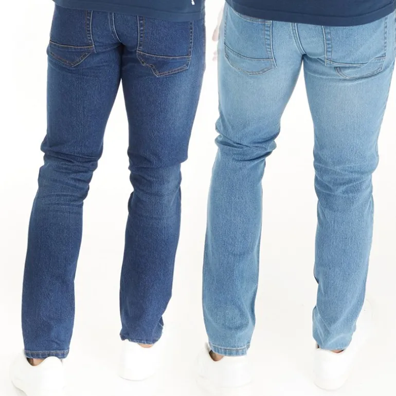 Herre Eddie To-pak Slim Fit Jeans Mørk Indigo Vask / Mellem Blå Vask