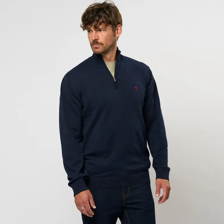 Herre Eli Strik Sweater Dark Sapphire