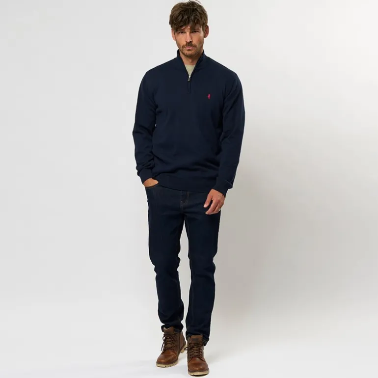 Herre Eli Strik Sweater Dark Sapphire