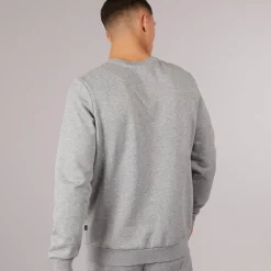 Herre Essentials Stort Logo Crew Neck Sweatshirt Medium Gråmeleret