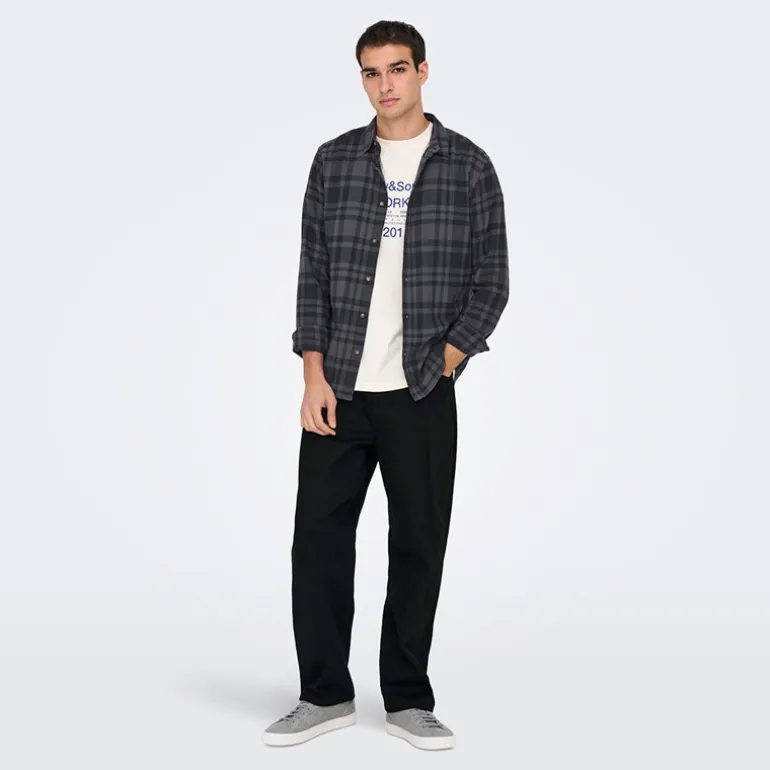 Herre Fade Løse Jeans Black Denim