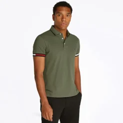 Herre Flag Manchet Slim Fit Polo Battle Grøn