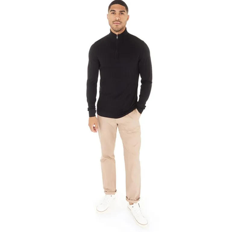 Herre French Connection Cash 1/4 Zip Trøjer Sort