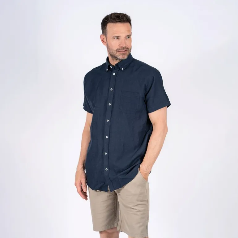 Herre Frey Kortærmet Skjorte Marineblå