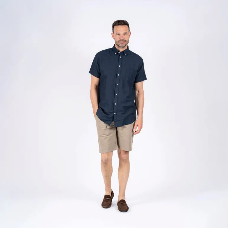 Herre Frey Kortærmet Skjorte Marineblå